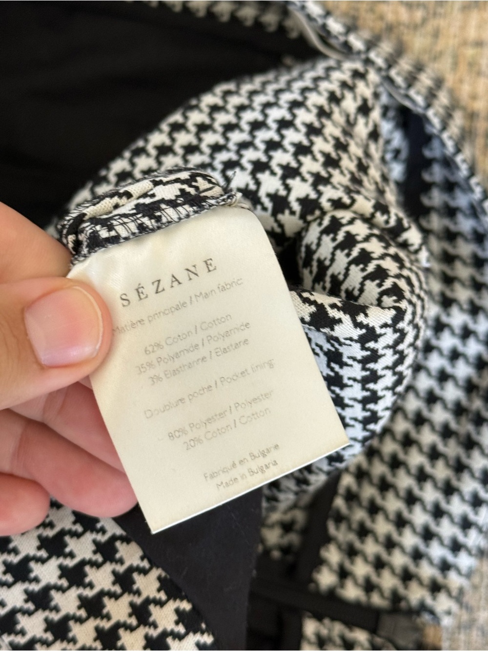 Sezane Clara Trousers Houndstooth High Waist Ankle Pants Black & White Size 6/8 - Picture 6 of 9